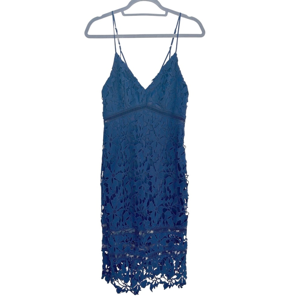 ASTR the Label Navy Blue Lace V Neck Mini‎ Dress, Partially Lined, Sz Small